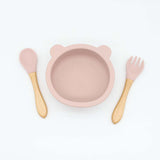 Baby Bear Shape Food Training Silicone Bowl With Spoon Tableware