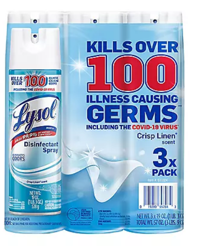 Lysol Disinfectant Spray, Crisp Linen Scent (19 oz., 3 ct.)