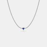 Inlaid Zircon Heart 925 Sterling Silver Necklace